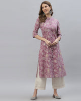 Women's Floral Print Rayon A-Line Kurta