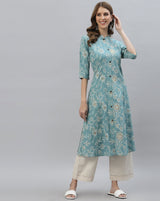 Women's Floral Print cotton A-Line Kurta