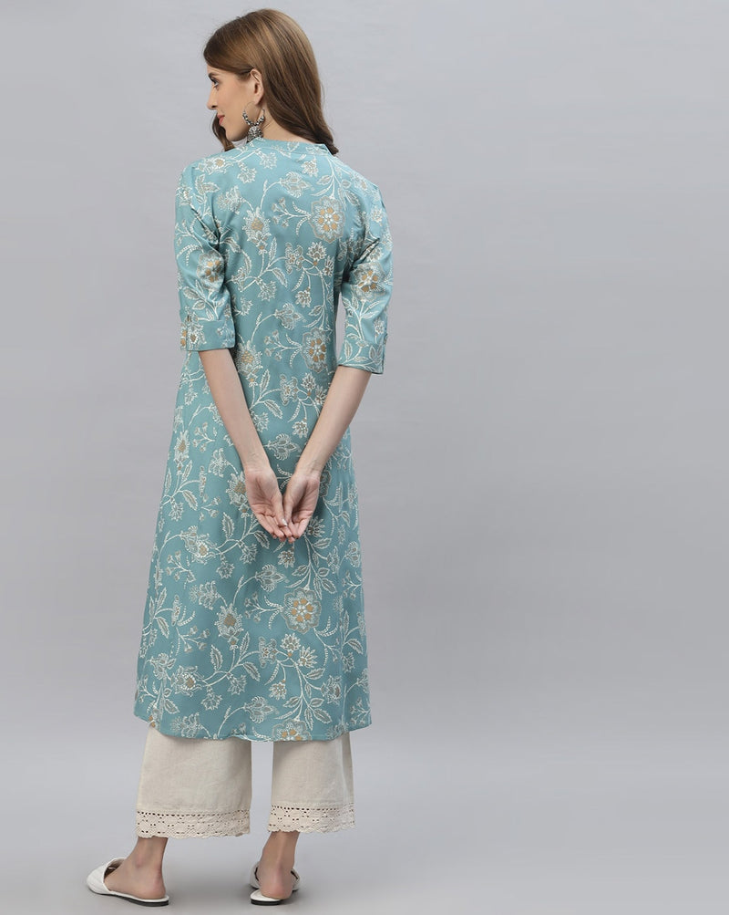 Women's Floral Print cotton A-Line Kurta