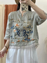 Oriental Elegance Embroidery Tunic Top