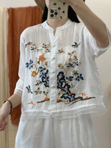 Oriental Elegance Embroidery Tunic Top