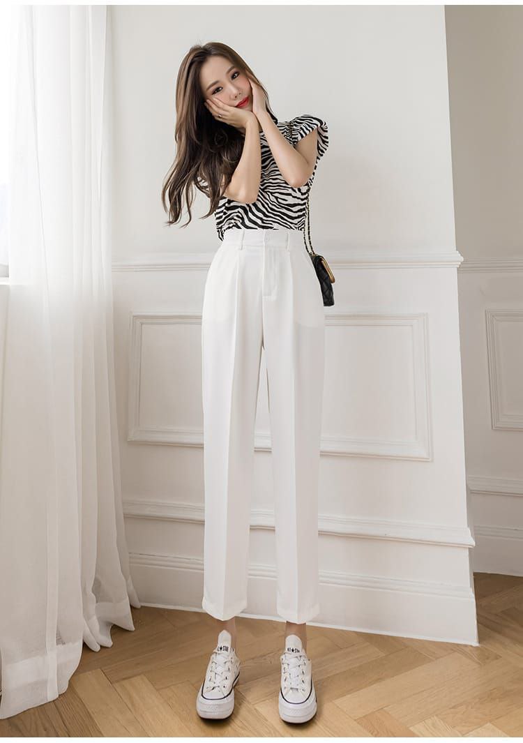 Korean Style Baggy Offwhite Trouser